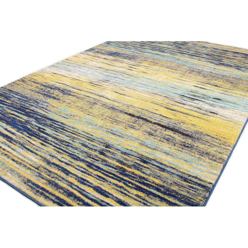 Wrought Studio Reasor Yellow/Blue/Navy Area Rug & Reviews Wayfair